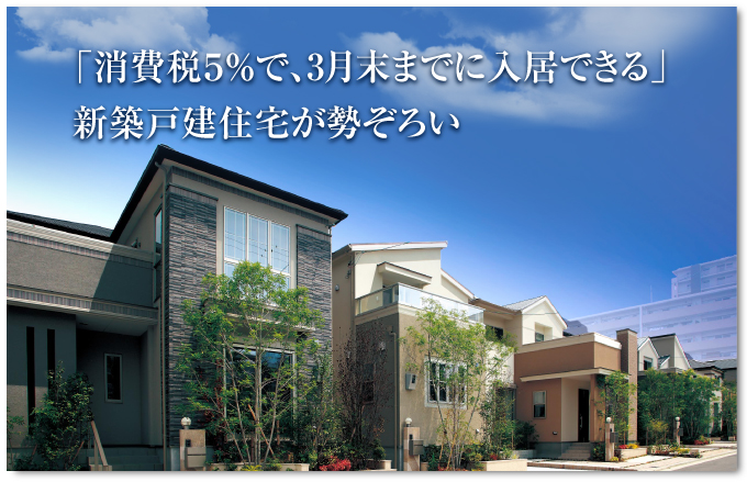 「消費税５％で、3月末までに入居できる」、新築戸建住宅が勢ぞろい