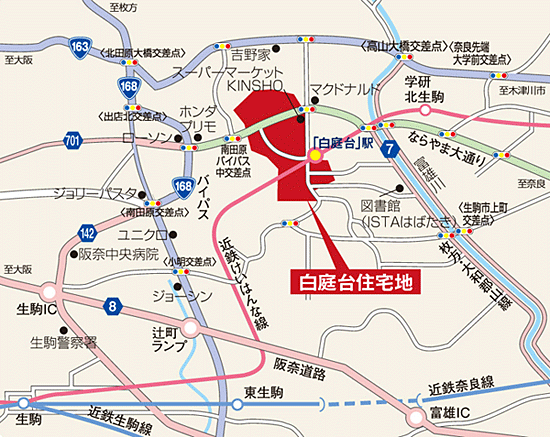 白庭台住宅地へのマップ