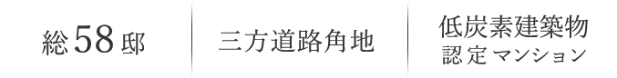 総58邸 三方道路角地 低炭素建築物認定マンション