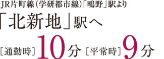 JR学研都市線（JR東西線）「鴫野」駅より「北新地」駅へ通勤時10分、平常時9分