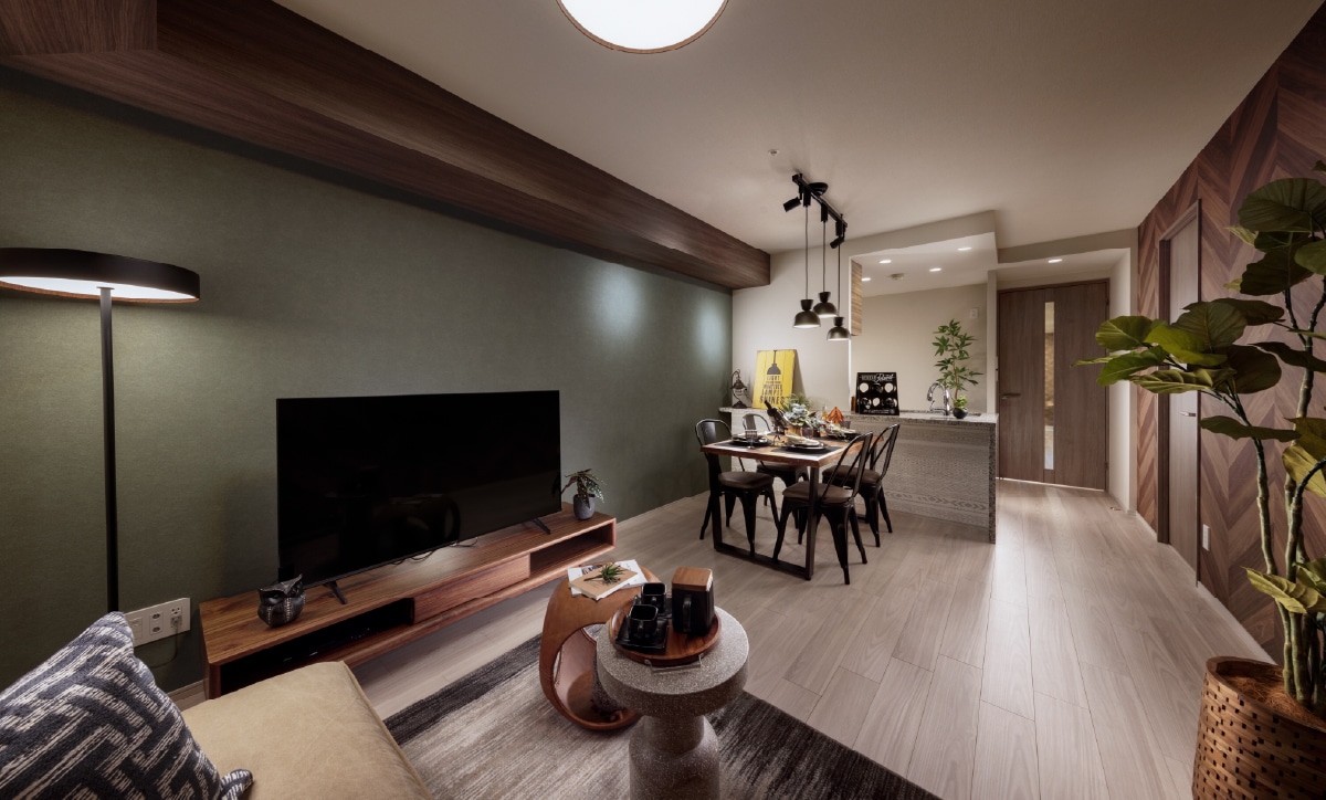 リビング・ダイニング・キッチン Kタイプ 408号室（2025年1月撮影）｜公式／（仮称）ローレルコート星ヶ丘レジデンス｜名古屋市の新築分譲マンション