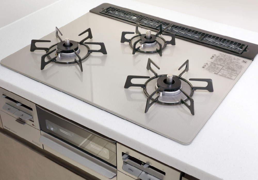 チャイルドロック付ガラストップコンロ