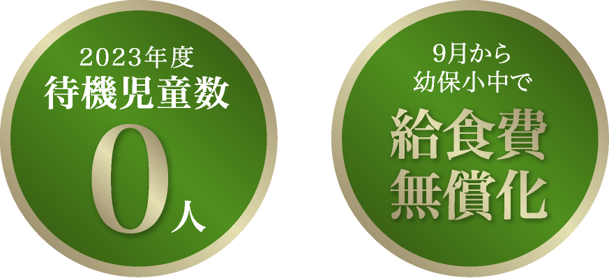 2023年度待機児童数0人｜9月から幼保小中で給食費無償化