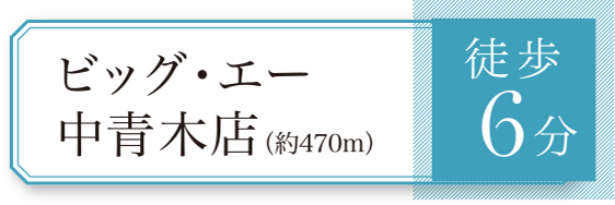 ビッグ・エー中青木店（約470m）徒歩6分