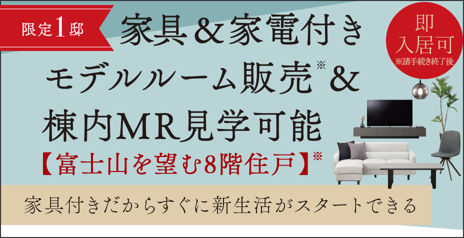 ［限定1邸］家具＆家電付きモデルルーム販売※＆棟内MR見学可能