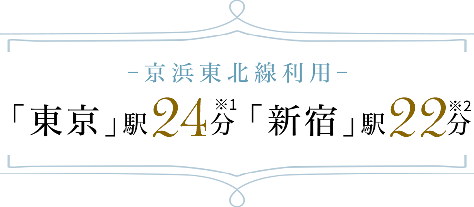 京浜東北線利用　「東京」駅24分※1 「新宿」駅22分※2