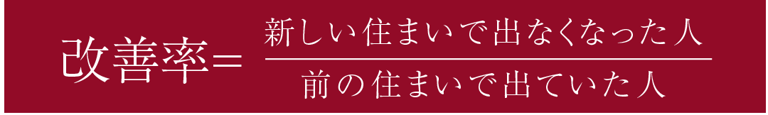 改善率=新しい住まいで出なくなった人/前の住まいで出ていた人