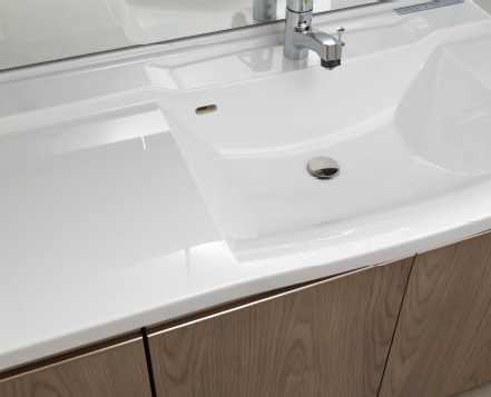 人造大理石一体型偏芯ボウル洗面カウンター