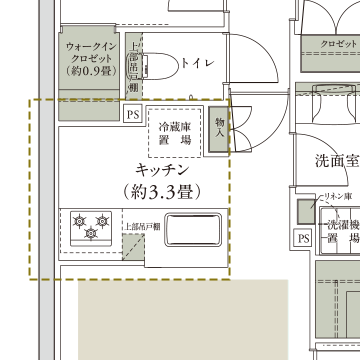 開放的なカウンターキッチンを全戸採用