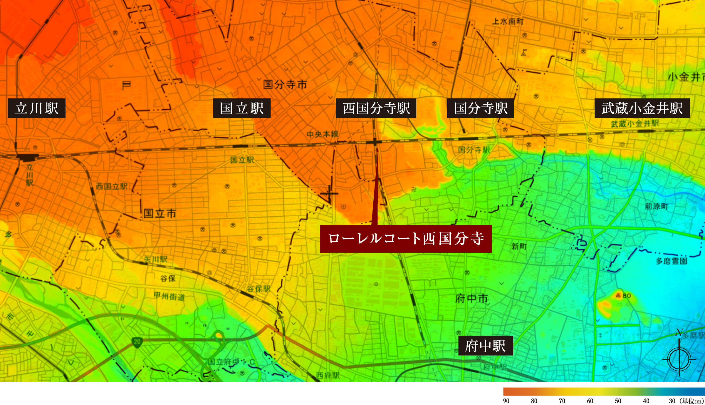 現地周辺高低差概念図